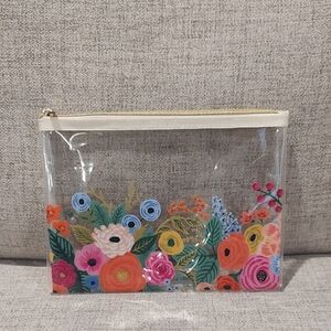 Rifle Paper Co. Floral Clear Zip Pouch Used Approximately 10"X7.5"